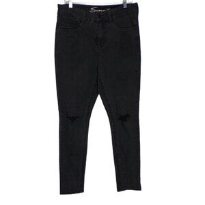 Seven 7 Tummyless High Rise Skinny Distressed Jeans Size 12 Faded Black. #615